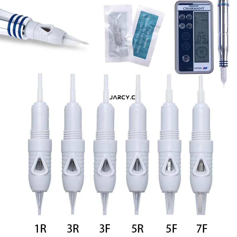 Agulhas permanentes da tatuagem da composição de 1r 3r 5r para a pena da máquina de charmant pmu agulhas descartáveis do cartucho de microblading do parafuso de 100 pces 8mm