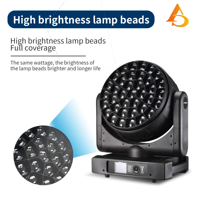 LED DMX 37X40W RGBW 4IN1 Bee Eyes Led Moving Head Zoom Light Pixel Color Control Spot Wash Effect Lens Rotation Colorful