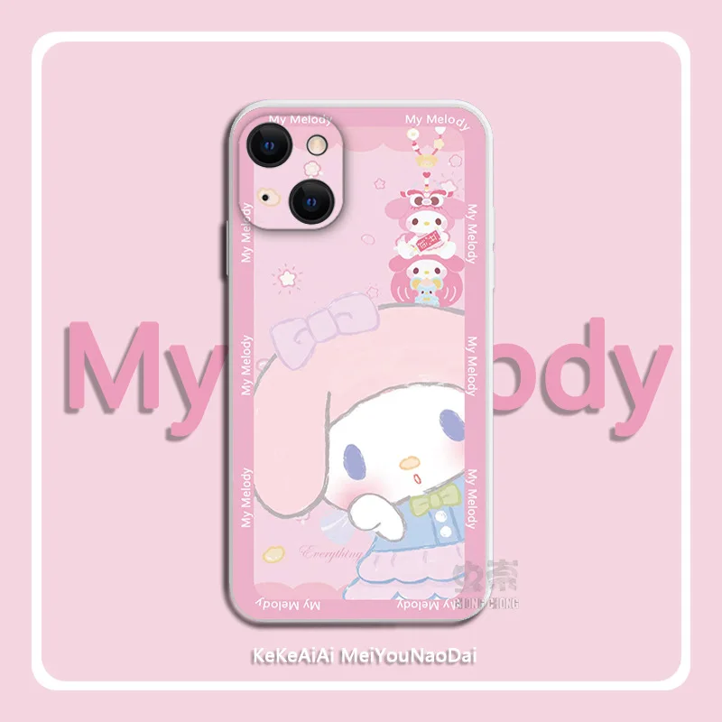 Sanrio Hello Kitty Phone Case Kuromi My Melody Cinnamoroll Apple 13 Mobile Phone Case iphone 8 Plus Case Kids Toys Gift