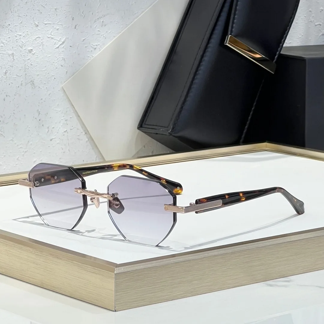 

Солнцезащитные очки TIMOTHY Semi Rimless Polygon с металлической ацетатной оправой, защита от УФ-излучения UV400, винтажный повседневный деловой стиль, для мужчин и женщин, с футляром
