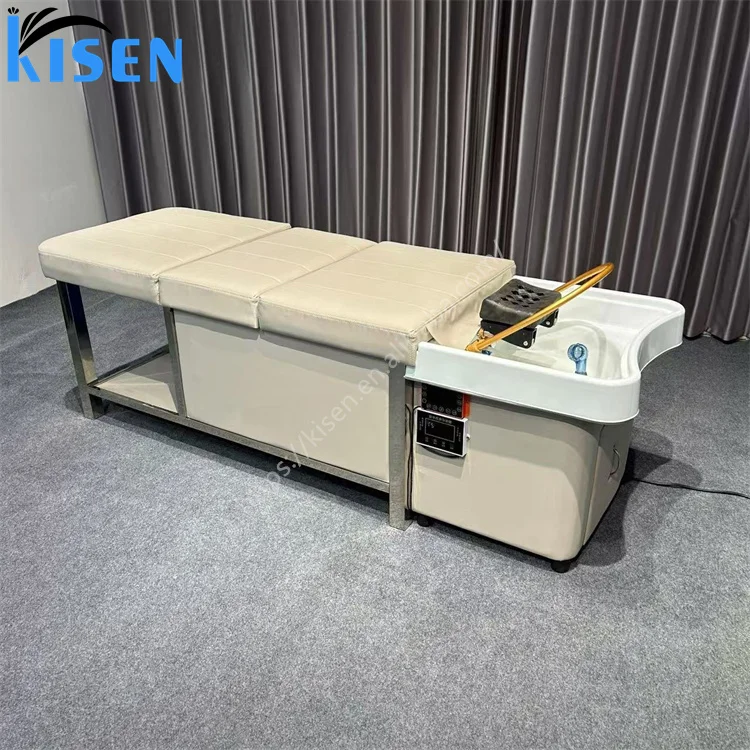 Modern 90L Water Tank Head Spa Thai Massage Bed Salon Shampoo Bed Hair Salon Washing Chairs No Plumbing With Heater for Clinic