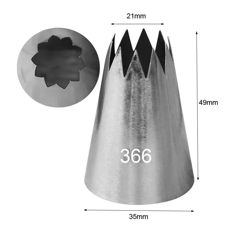 #366 Large Open Star For DIY Meringue Cookies Piping Nozzle Cake Decorating Tools Stainless Steel Icing Cream PastryIcing Tips