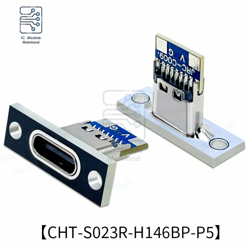 6-Pins Usb C Female Panel Mount Jack TYPE-C Oplaadpoort Gesoldeerd Draadhouder Met Cc 1 2 Vast Gat Vrouwelijke Plaat