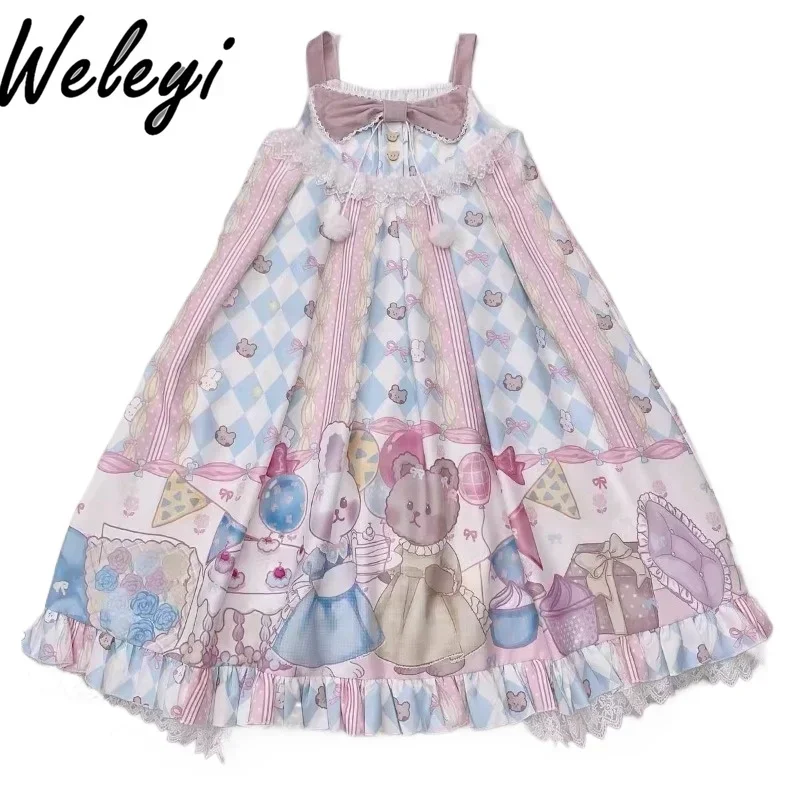 Birthday Party Ropa Mujer Lolita Dresses Super Cheap Doll Collar Shirt Cute Fashion Rojita Mid Length Princess Suspender Kleider