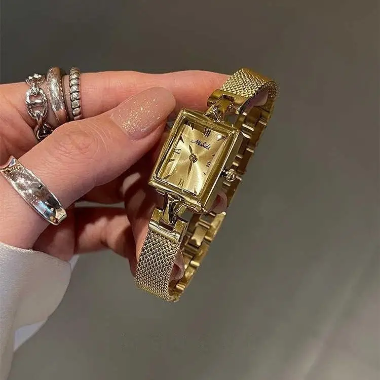 Metal Bracelet Watch For Women, Rectangular DialStudent Wristwatch, Quartz Movement, High-Quality Watch, Perfect Gift For Women.