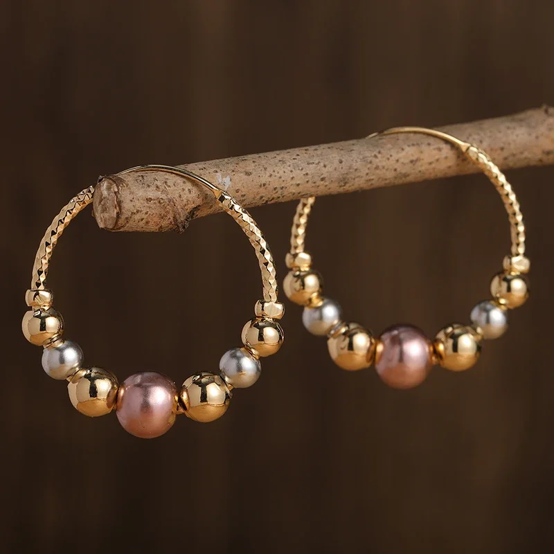 New Three Color Ball Design Circular Metal Earrings, Fashionable And Creative Retro Jewelry For Men And Women's Exquisite Access