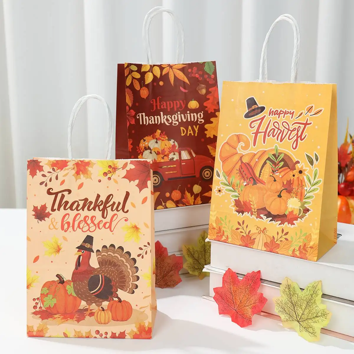 Pumpkin Ghost Turkey Paper Gift Bags for Kid Halloween Thanksgiving Party Favor Gift Candy Cookies Bag Wedding Birthday Supplies image 5