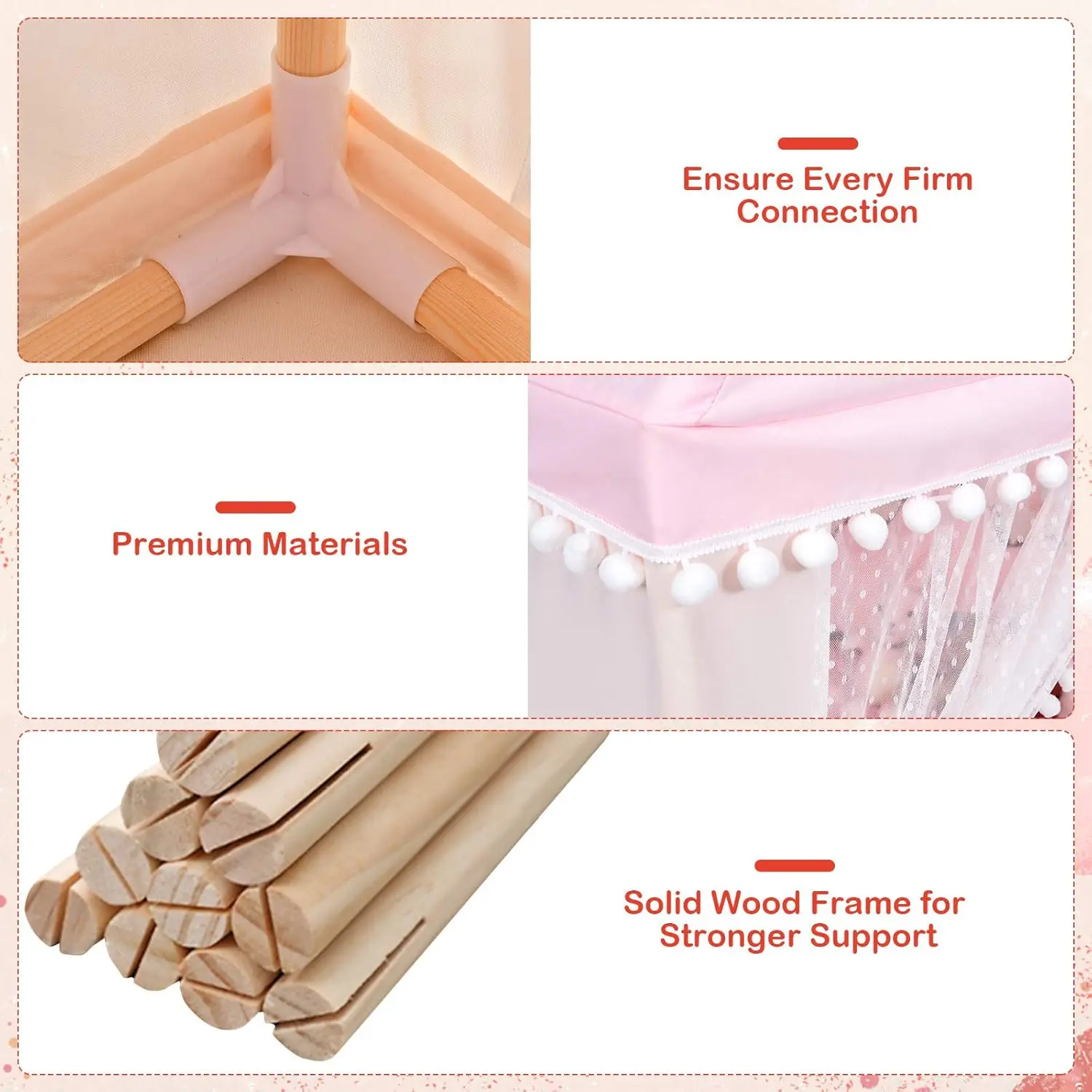 Casa de juegos interior para niños, tienda de campaña de hadas con castillo de juegos para niños con tapete grande y cómodo, cortina y ventanas transpirables, estilo en la azotea