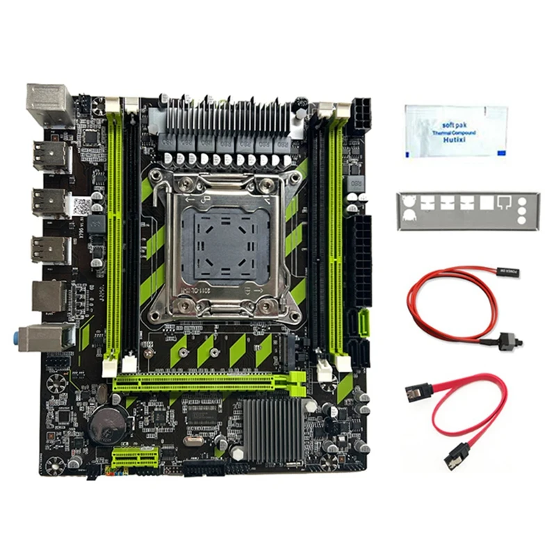 

Комплекты материнских плат X79G LGA2011, кабель SATA + коммутационный кабель + перегородка + термопаста, слот 4XDDR3 M.2 NVME PCI-E X16 6XUSB2.0 SATA3.0