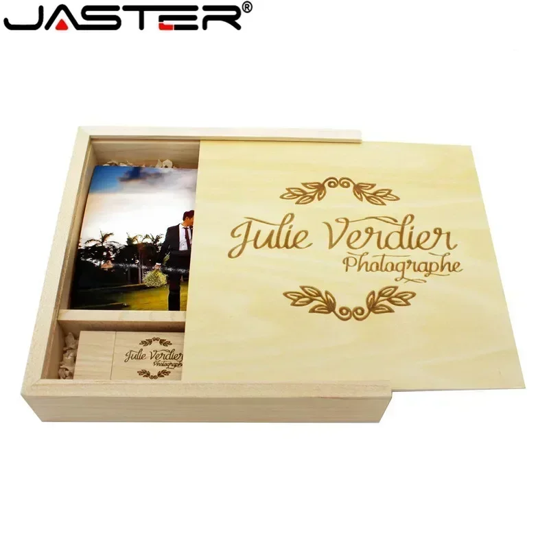 JASTER orzech maple Album fotograficzny drewno usb + pudełko Pendrive Pendrive 4GB ~ 64GB U dysk fotografia prezent ślubny darmowe własne logo