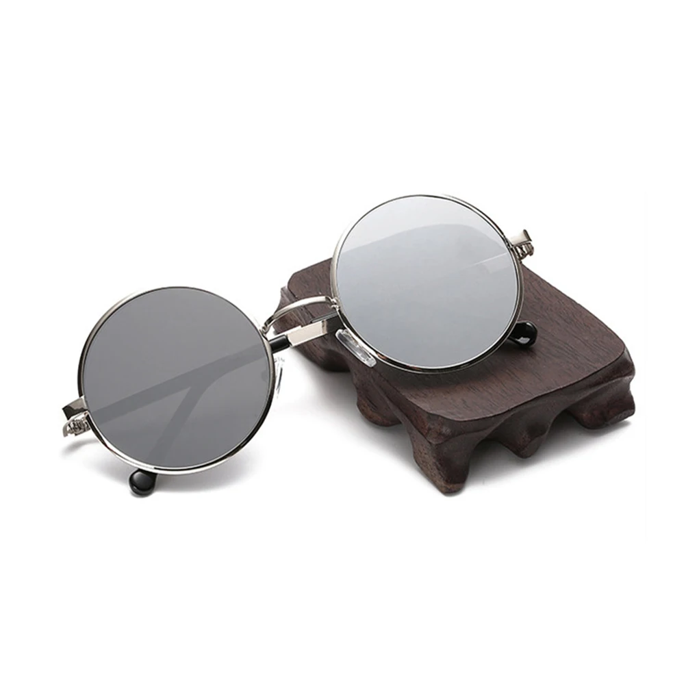 

Vintage Sunglasses Retro Circle Round Reflective Silver Lens Lightweight Durable UV Protection Outdoor Beach Outing Fashion