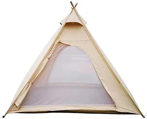 

Outdoor Cotton Canvas Camping Tent Waterproof Pyramid-Shaped Tent 4 Person Family Tent