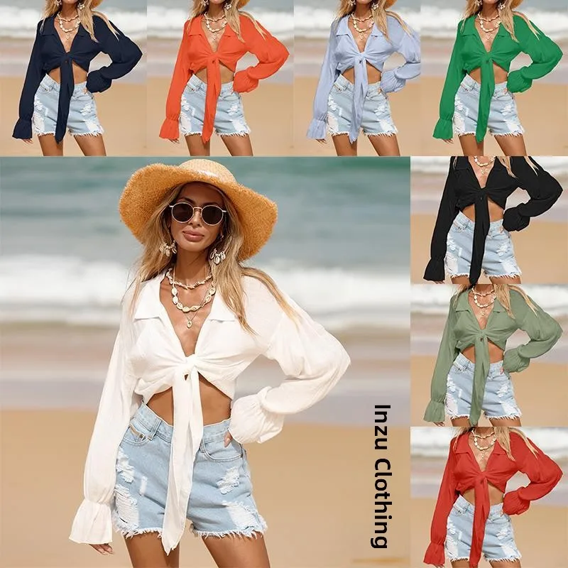 Cravatta con protezione solare frontale da donna, copertura SVE, abbigliamento da spiaggia, copertura per piscina, capispalla leggero da donna