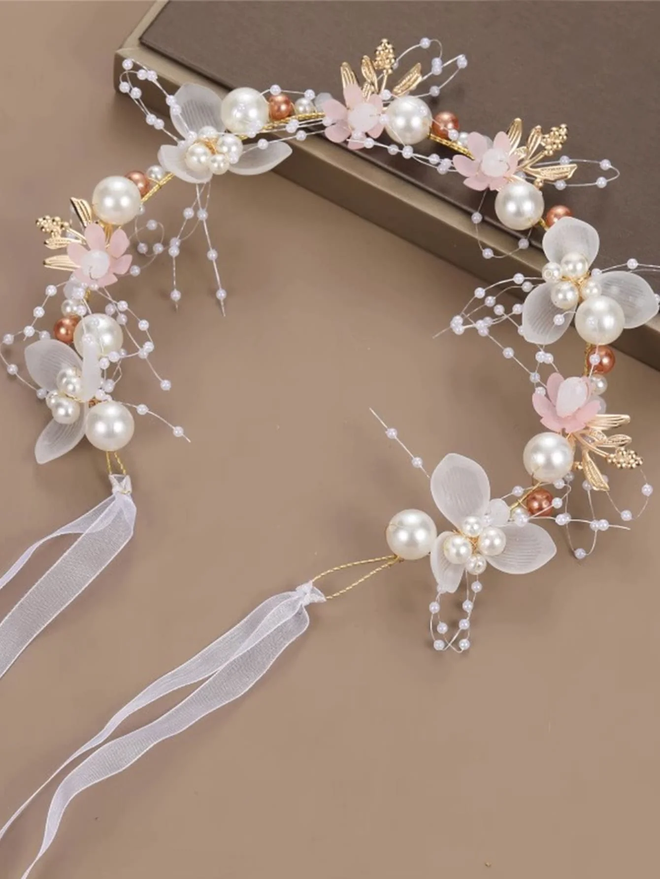 

Princess Floral Headband, Pink Flower Crown Headpiece For Women, Birthday Party, Performance,Hosting Valentine's Day Accessories