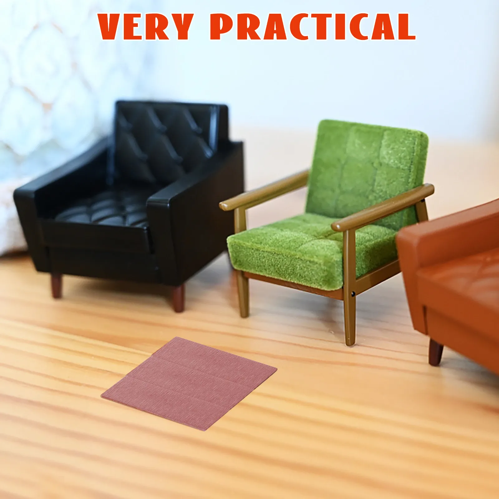 

100Pcs Miniature Dollhouse Flooring Peel Stick Realistic Wood Grain Geometric Rectangular Floor Boards DIY Living Room