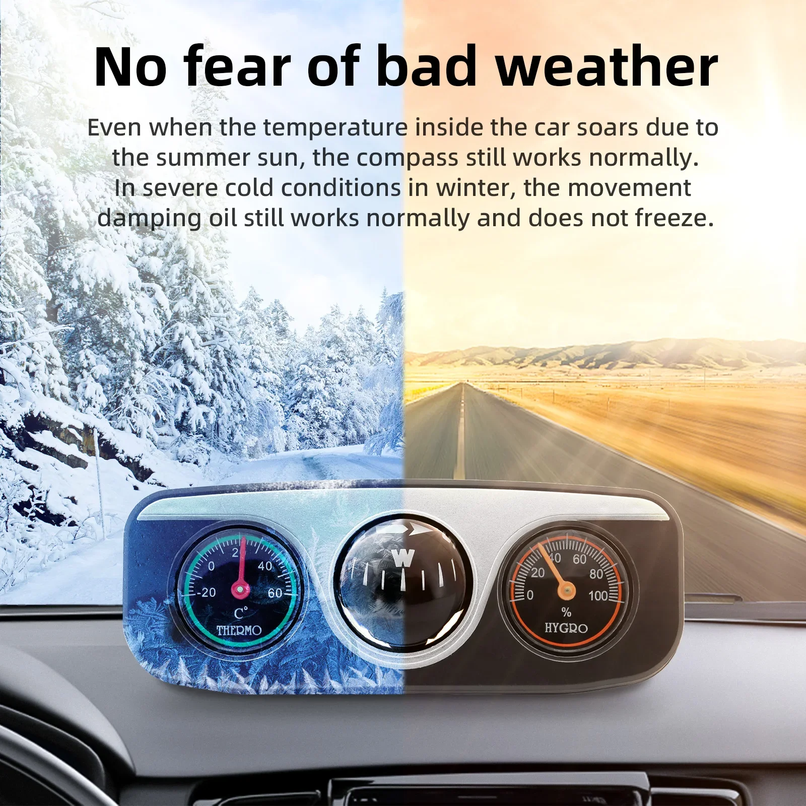 3-in-1-Guide-Ball, Innenzubehör, Auto-Ornamente, Kompass, Thermometer, Hygrometer für Boot, LKW, Off-Road, 4x4, multifunktional – Detail 4