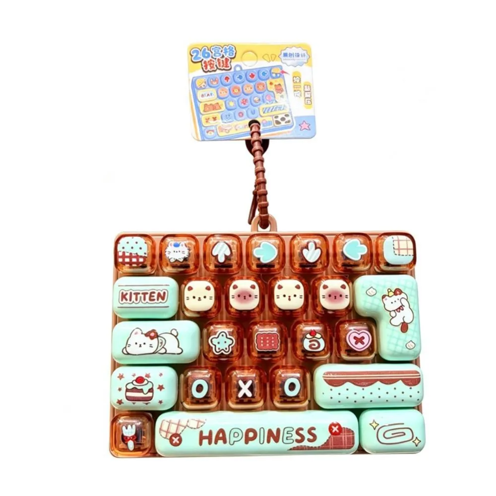 26-Key Decompression Button Transparent Dual-Tone Cute Design Mini Keyboard Pendant Simulation Keyboard Keyboard Keychain
