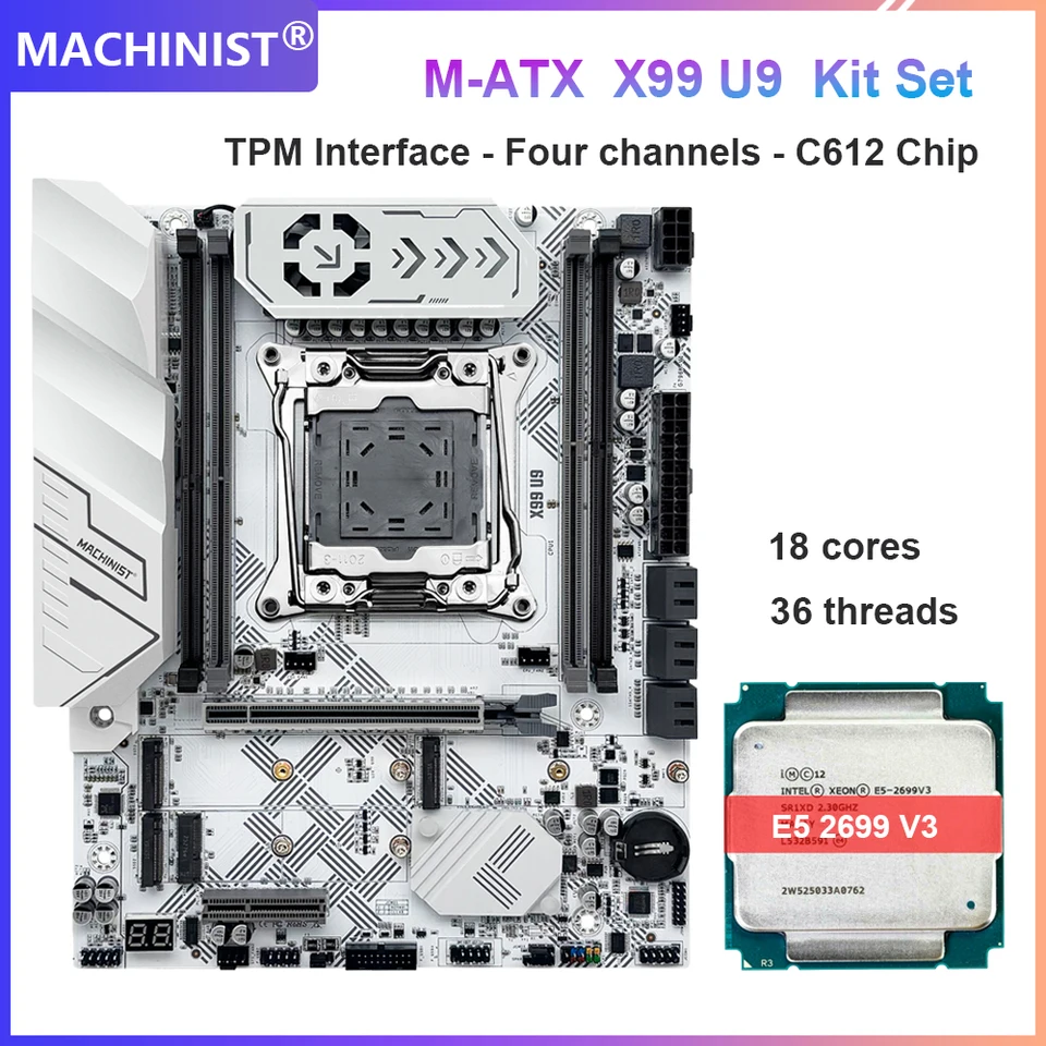 MACHINIST X99 U9 Motherboard TPM2.0 With Intel Xeon E5 2696 V3/ E5