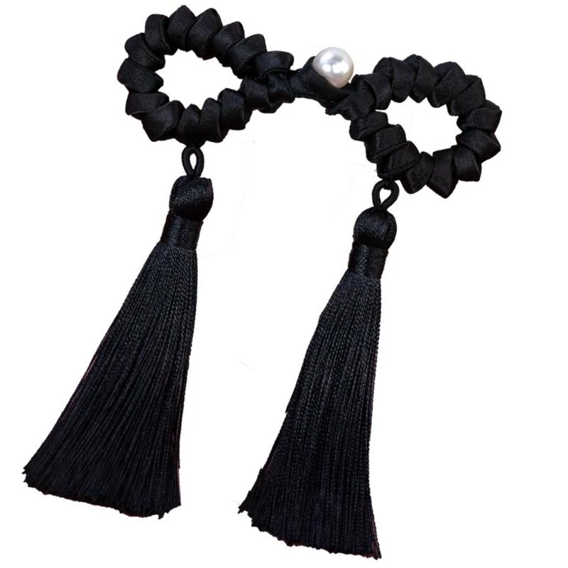 Elegant Handmade Chinese Pearls Buttons for Traditional Cheongsam Accessories Long Tassels Button
