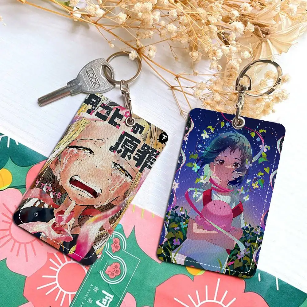 popular Anime T-takopi O-original sin comic 1Pc Access Card Case Leather Card Holder Keychain Key Ring Door Access Tags ID Card