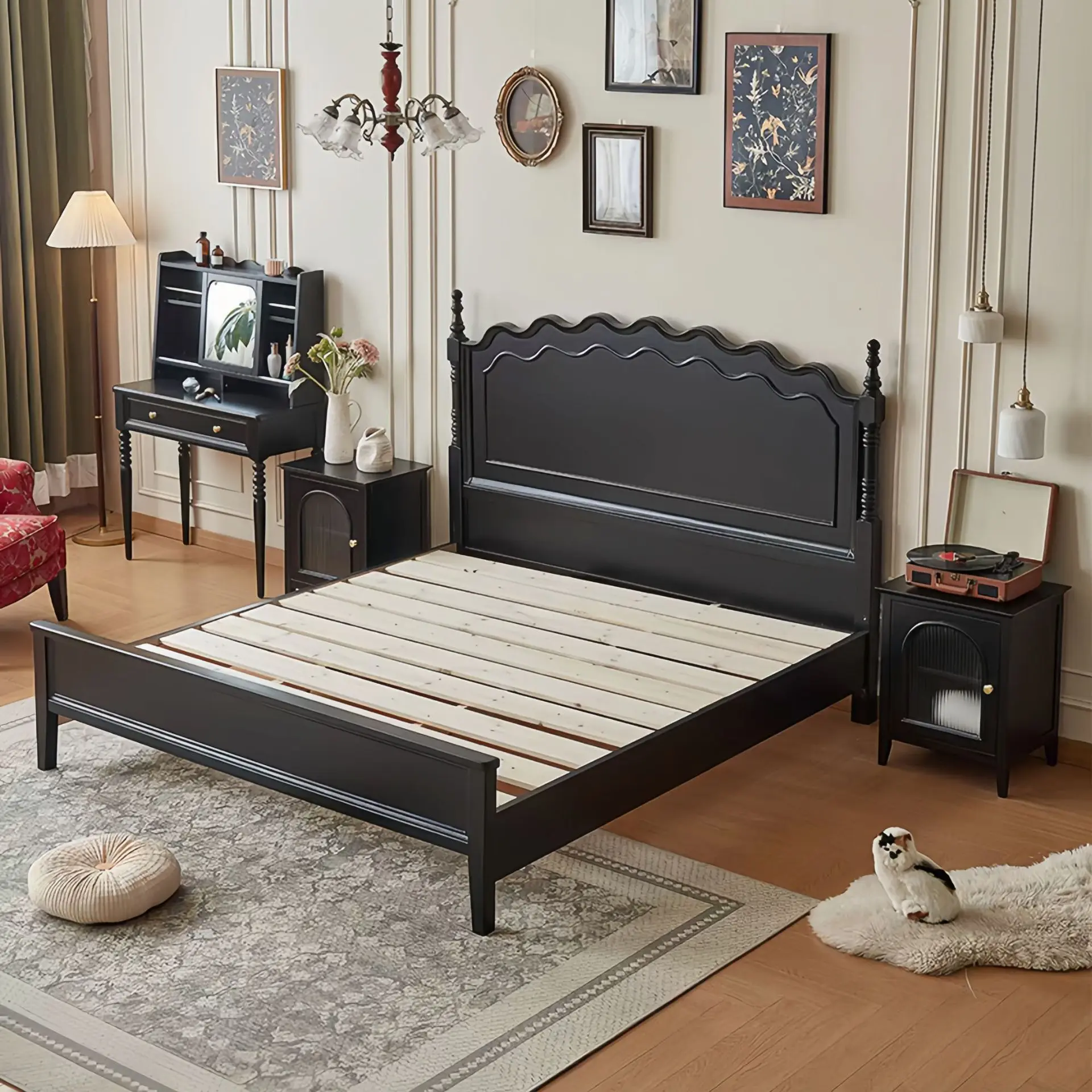 Factory Direct 2026 Top Rated Solid Wood Master Bedroom Double Bed New Wave Princess Bed