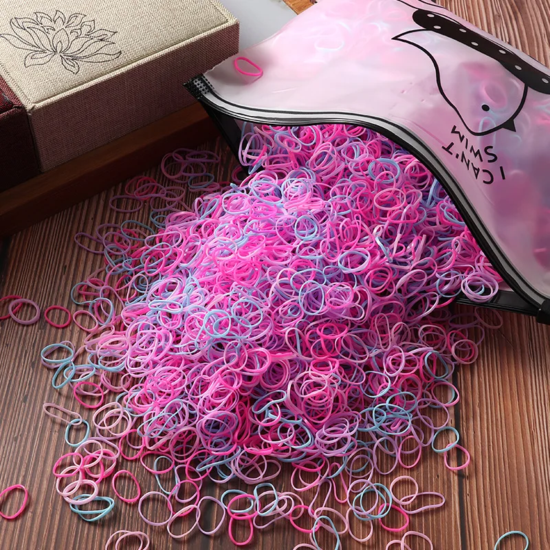 1000/2000 Stuks Meisjes Kleurrijke Wegwerp Rubberen Elastische Haarband Banden Kinderen Paardenstaart Houder Bands Kid Haaraccessoires Leagues