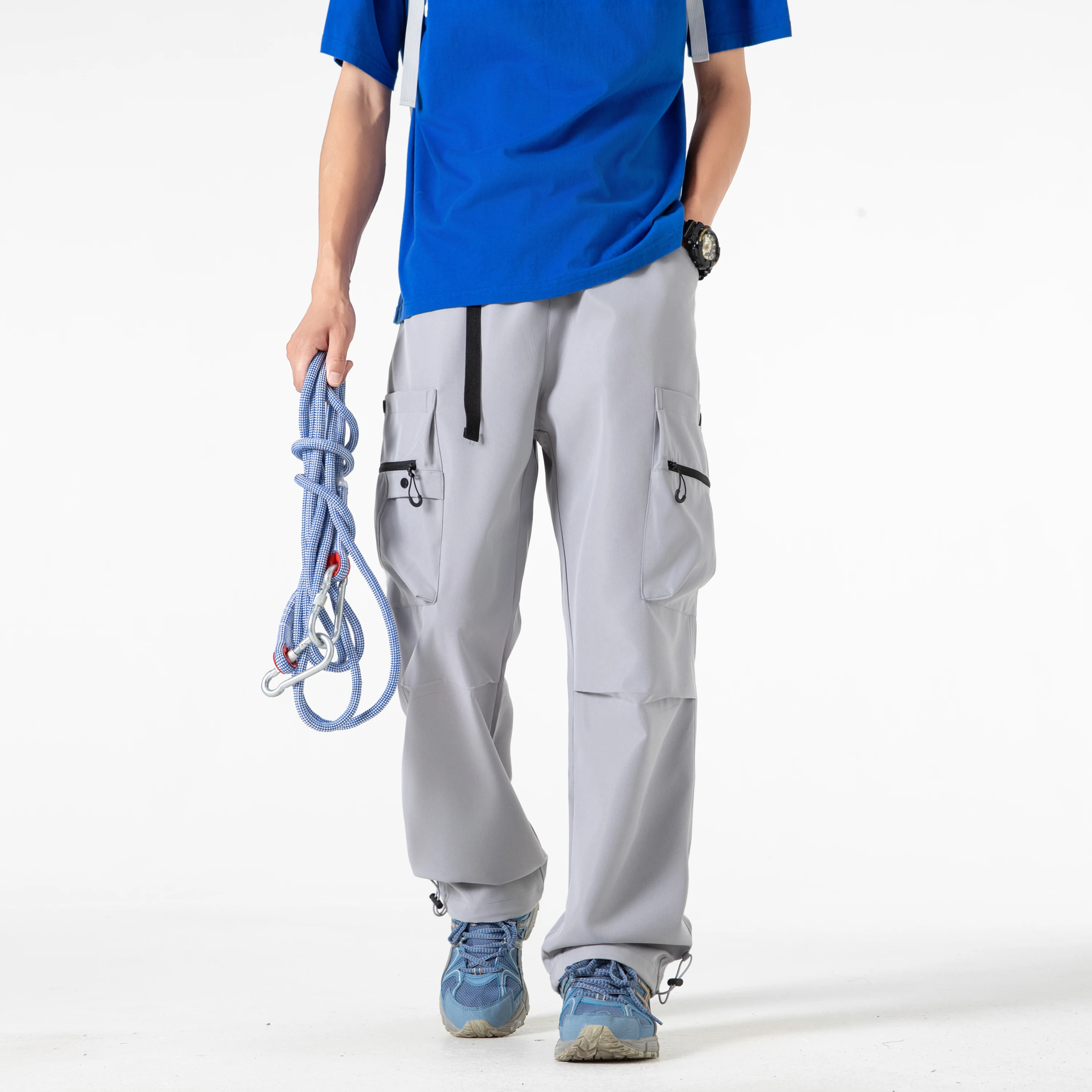 Autumn new outdoor functional work pants windproof waterproof thin breathable casual wide leg trousers