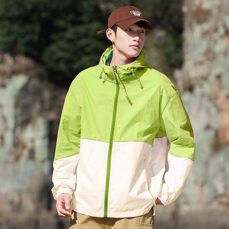 BoJsd New Couple Sun Protection clothCoat Fashionable Color Match Sun Protection Cloth UPF50+ Anti-UV Outdoor Men Jacket