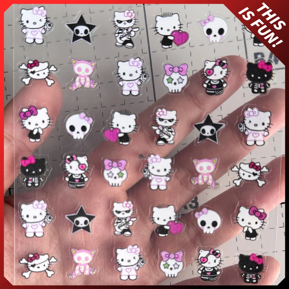 1 adet sevimli karikatür şekil Hellokitty Mymelody Cinnamoroll 3D Stereo Diy Nail Art Sanriod Sticker kız parti hediye doğum günü hediyesi