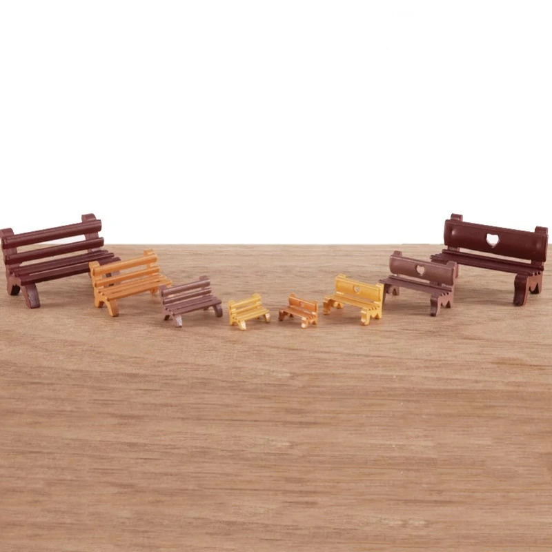 10pcs Miniature Garden Bench Plastic Chair Micro Landscape Decorative Craft Toys Dollhouse Furniture Model Building Accessories