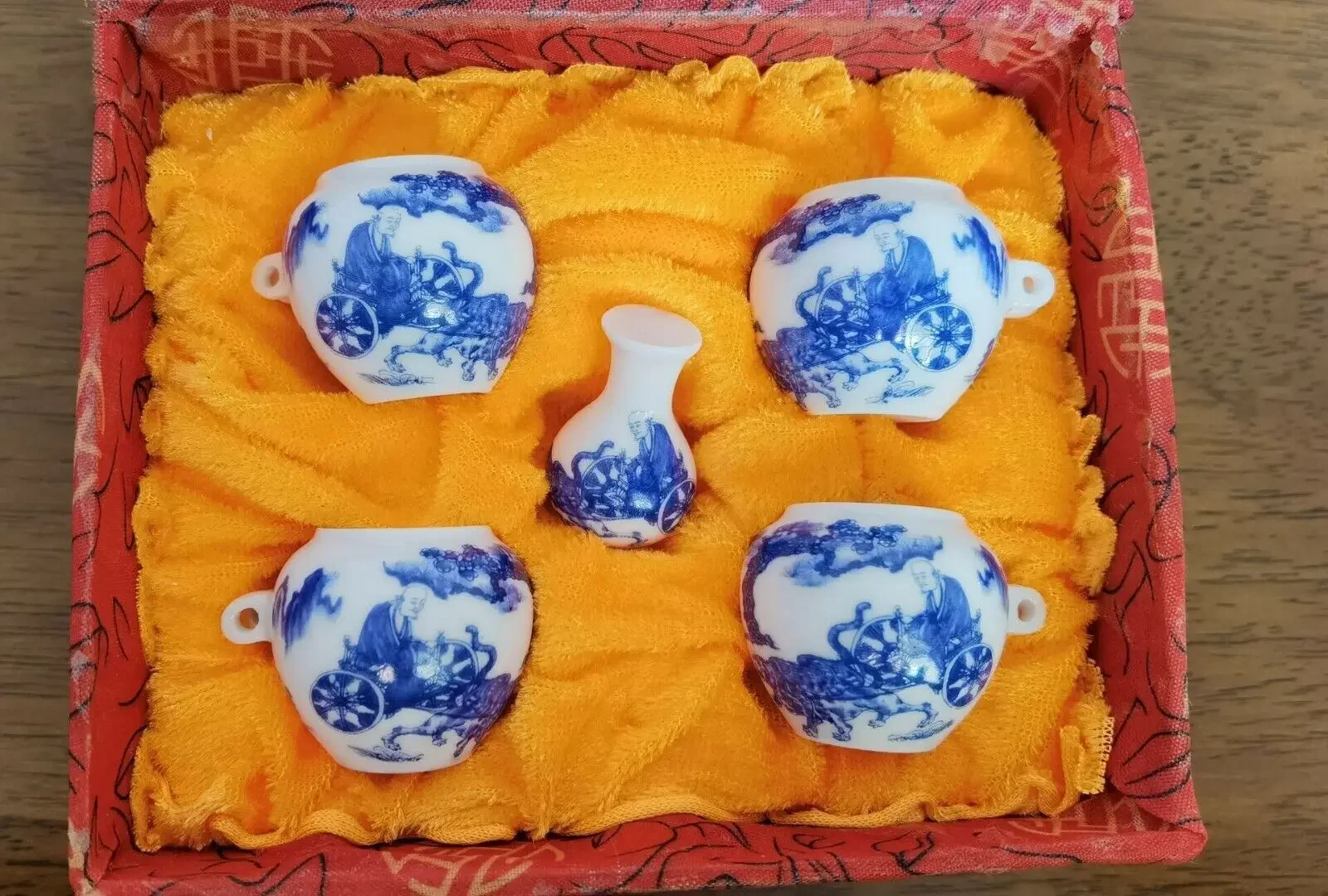 1set 5pcs Asian Bamboo Bird Cage food ceramics