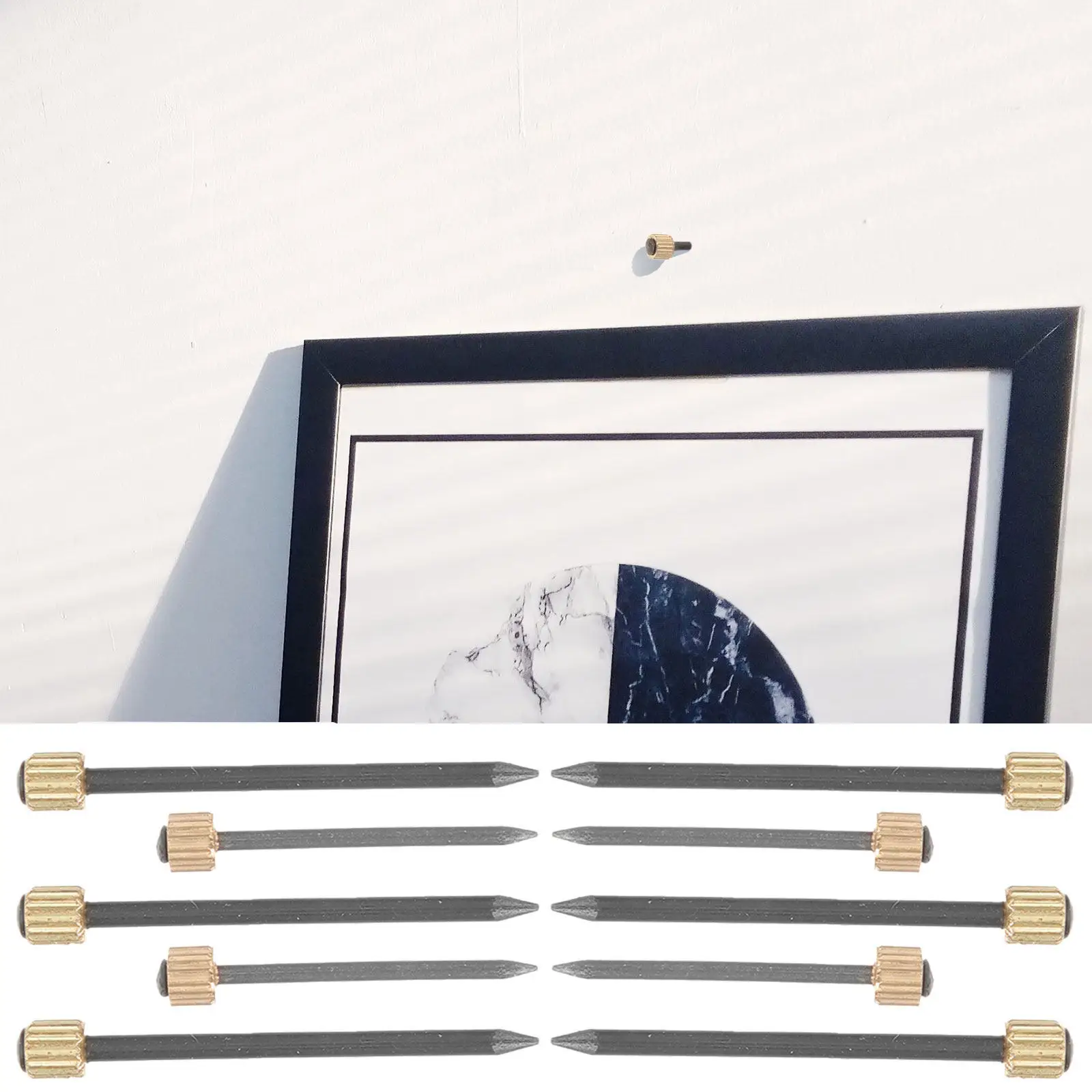 50Pcs Picture Frame Nails Steel Copper Durable Plastic Case for Hanging Wall Decor Drywall Concrete Plaster Picture Frame Nails