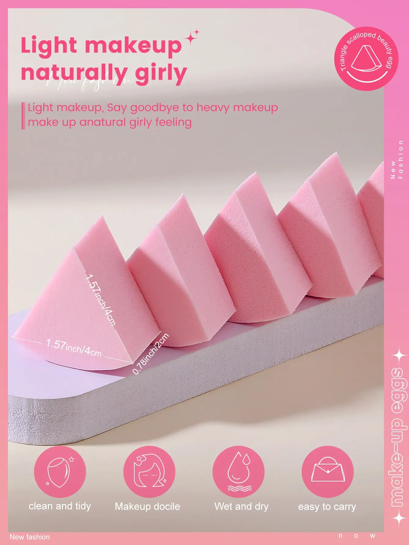 50PCS Fan Shaped Makeup Puff Makeup Sponge,Suitable for Powder Concealer, makeup applicator Powder Puff Beauty tools