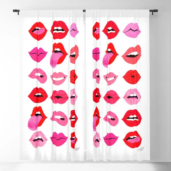 Lips Of Love Blackout Curtains 3D Print Window Curtains For Bedroom Living Room Decor Window Treatments