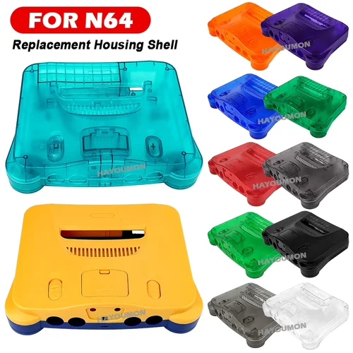 Imagen 1 del producto Nueva carcasa de repuesto azul hielo, carcasa translúcida Compatible con consola de videojuegos Retro N64, caja transparente de 12 colores