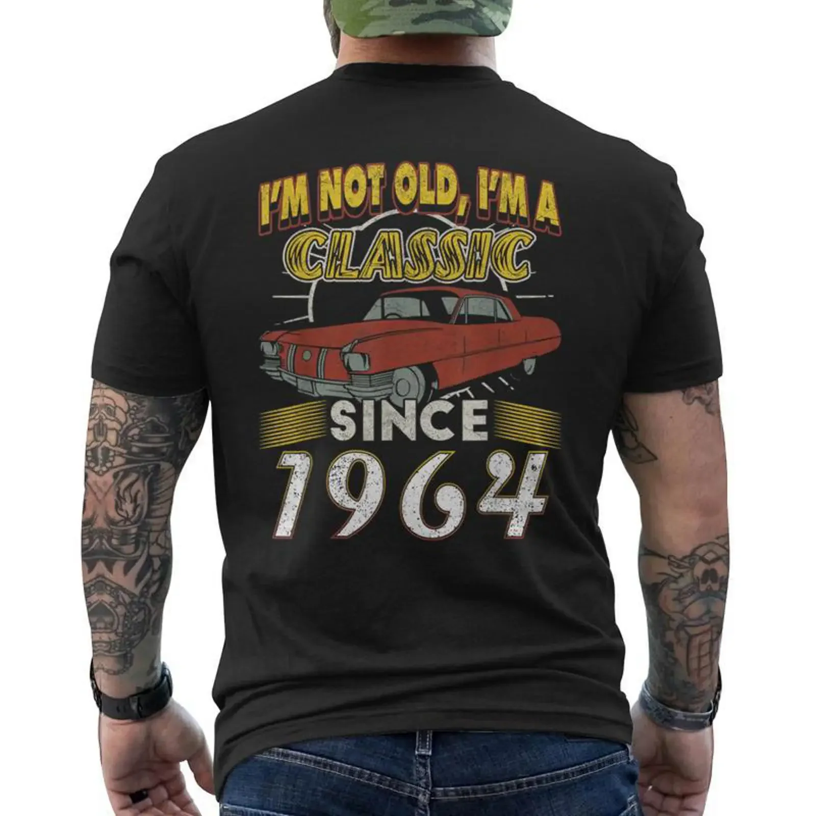 60 Years Oldtimer 1964 Vintage Classic 60Th Men's T shirt Back Print Monsterry vintage Washed Stretched Soft Stylish graphic