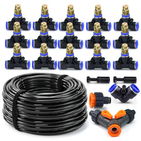 30-5M Outdoor Garden Adjustable Brass Nozzle Atomizer Kit 5/8mm Hose Nebulization Humidification Cool Watering System Lawn Spray