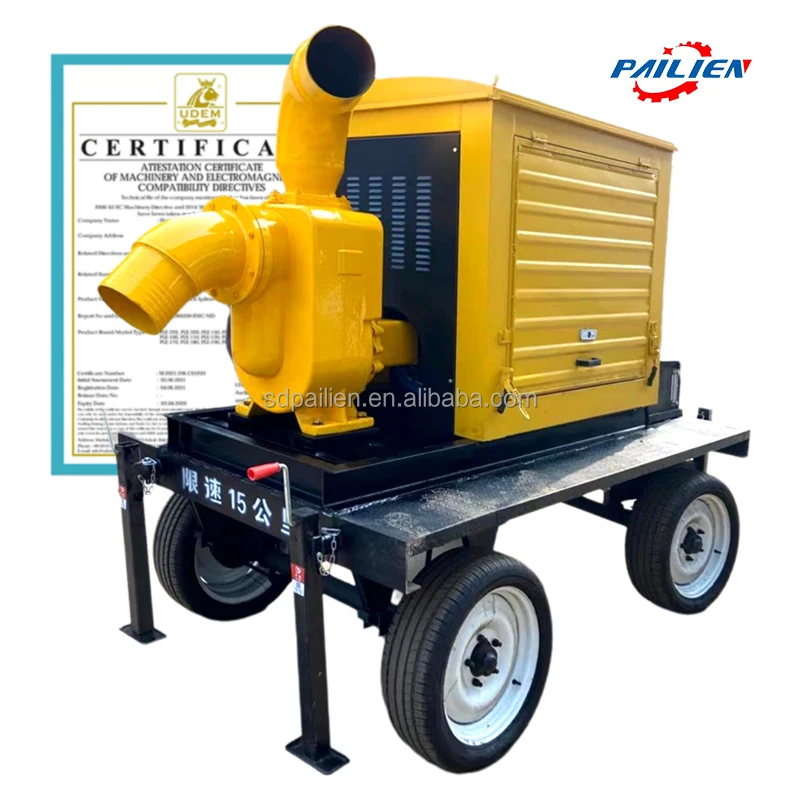 Estação de bomba móvel movida a diesel anti-entupimento, para controle de esgoto/disaster e bomba móvel de emergência resistente a quedas