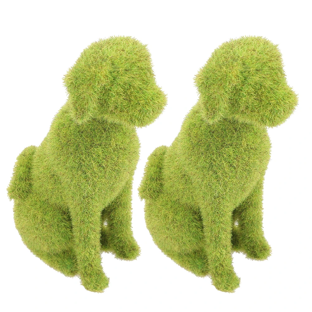 

2 Pcs Flocked Puppy Decoration for Home Garden Office Yard Artificial Lawn Animal Craft Dog nament Desktop Display
