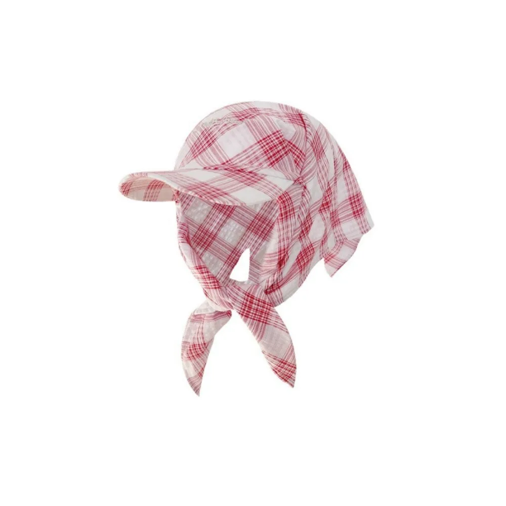 

Plaid Headscarf Baseball Cap Korean Style Nylon Sunscreen Beach Hats Same Style Baseball Hat Peaked Cap Girl