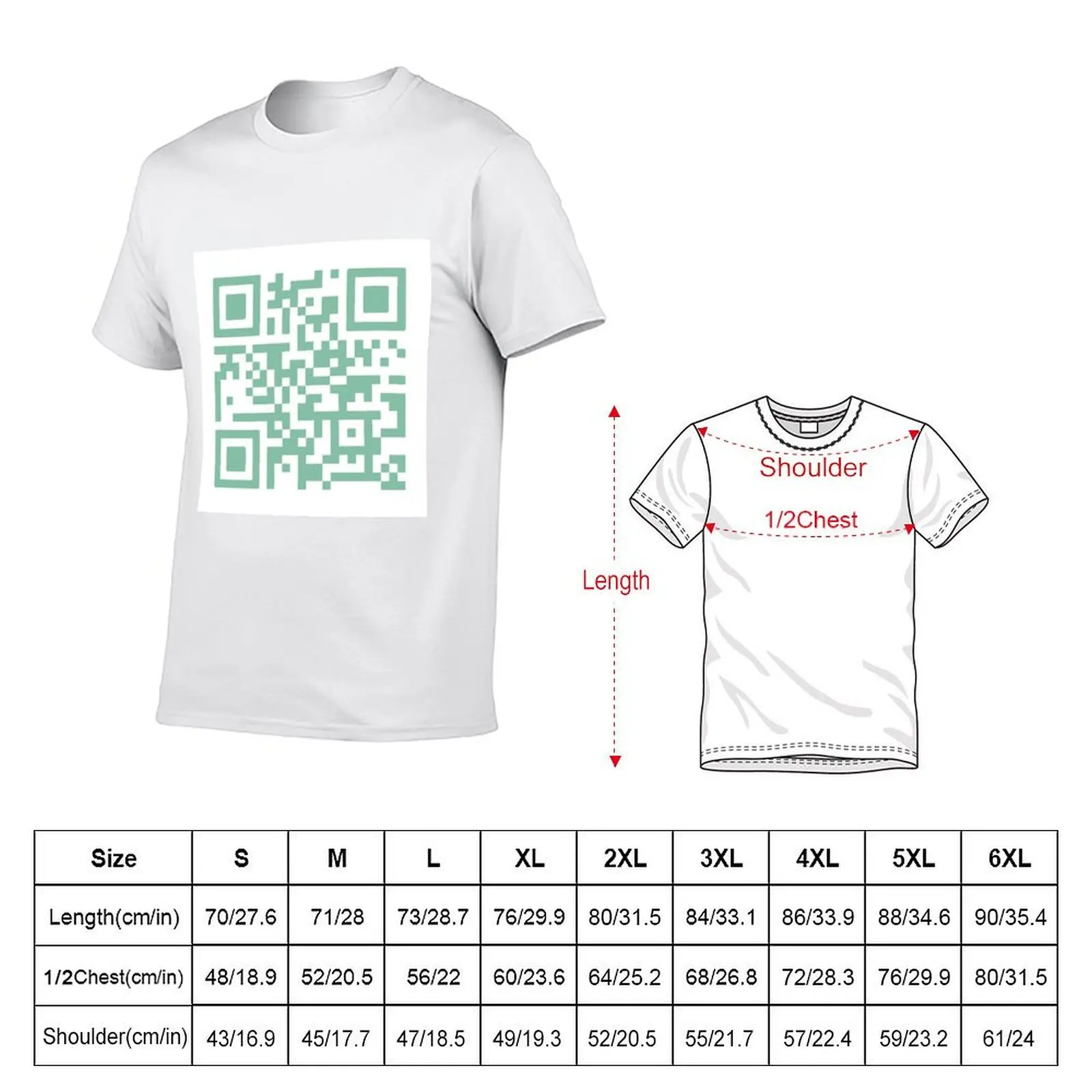 Rick Roll QR Code T-Shirt Casual Everyday Short Sleeve T-Shirt view 2