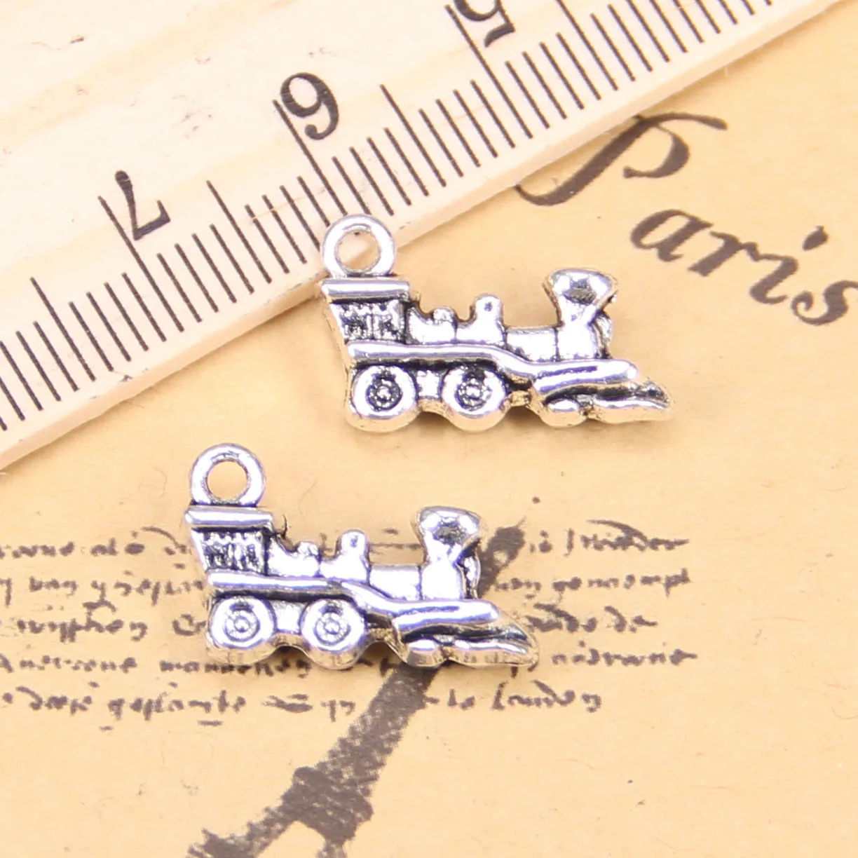 58pcs Charms For Jewelry Making double sided train 17x12mm Antique Silver Plated Pendants DIY Tibetan Silver Bracelet Necklace