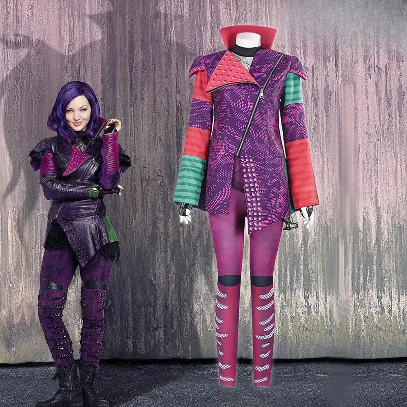 

2025 aaa Descendants3 Mal Cosplay Costume Top and Pants with Gloves Halloween Masquerade Stage Carnival Party Outfits for Women
