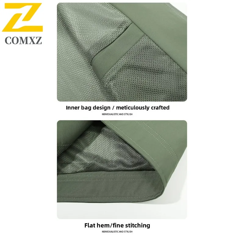 COMXZ Spring-Summer Outdoor Vest Waterproof Windproof Hiking Camping Men Women Streetwear Lightweight Tactical  Work Jacket 2025