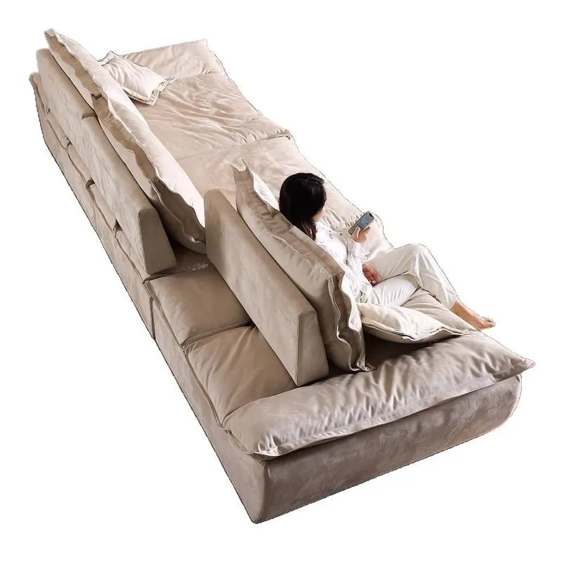 

Sailing sofa ultra-wide sitting depth adjustable backrest living room small apartment cream wind fabric sofa