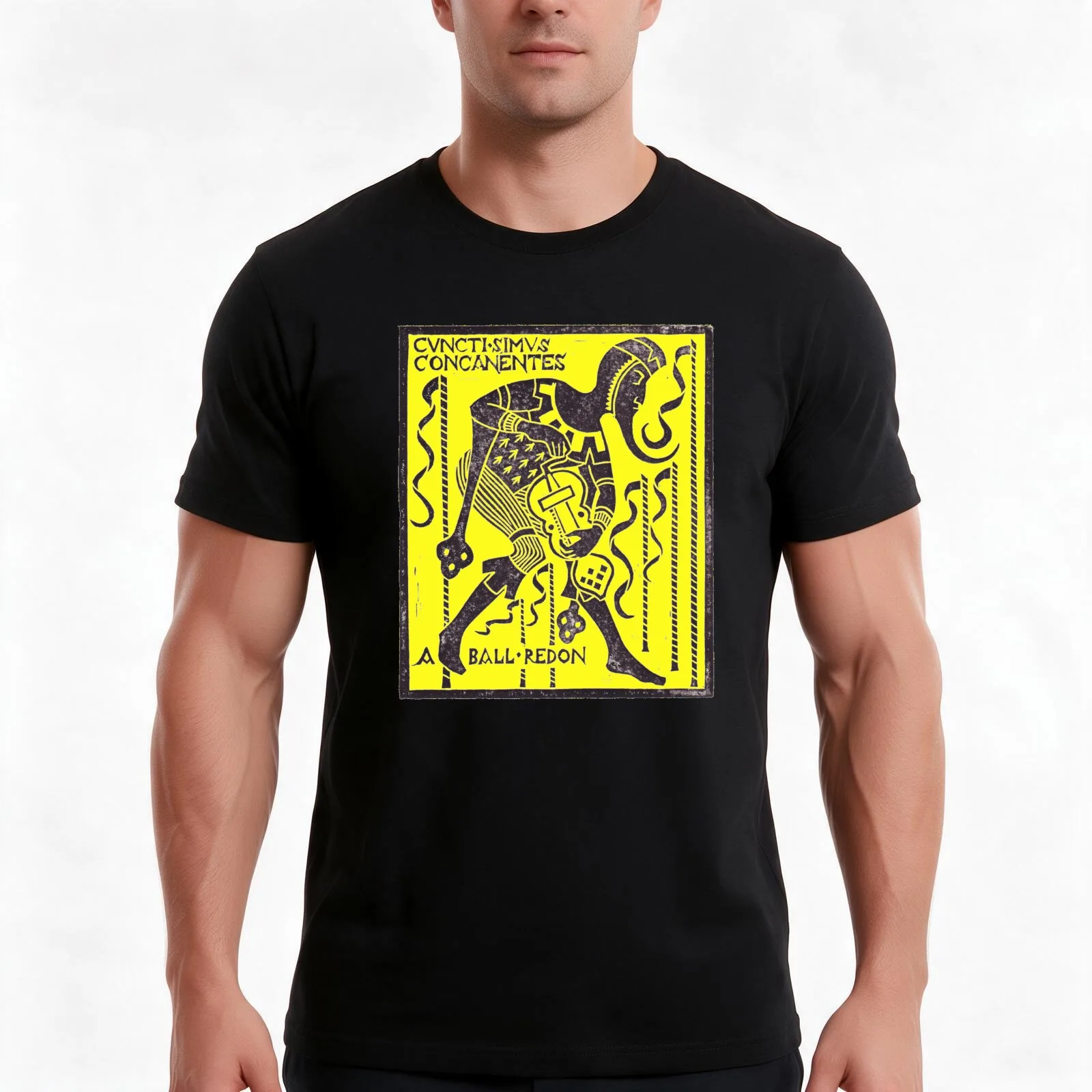 The Hurdy Gurdy Player by StefanMarkos (yellow fill) T-Shirt, Summer Casual Cotton Tee, Oversized Streetwear Tops, 100% Cotton