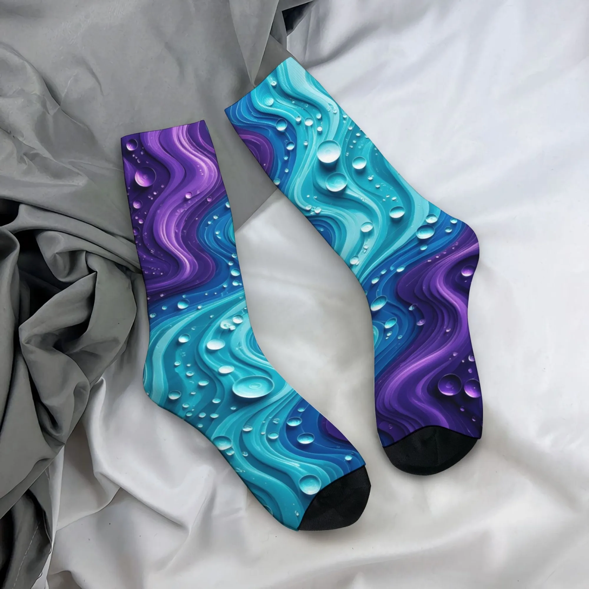 Water Ripple Teardrop Socks Soft Comfortable Skin-friendly Men's Outdoor Sports Fitness Fun Parties Street Style Holiday Gifts