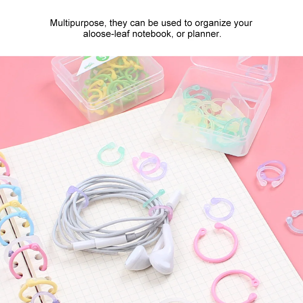 

60Pcs Plastic Binder Rings Loose Leaf Book Circles Household Convenient Book Accessory Binder Circles Paper Accessory