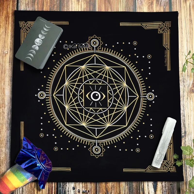 Spiritual Geometric Magic Tarot Tablecloth Velvet Altar Cloth Pagan Divination Witchcraft Astrology Pendulum Oracle Card Pads