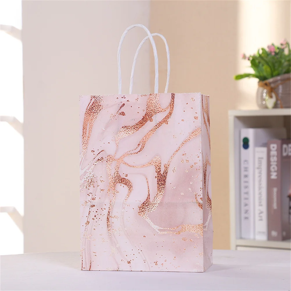 5Pcs Gift Bag Paper Bag Marble Design Handbag for Birthday Wedding Gift Party Decoration Packaging Supplies Handbag Diy Crafts